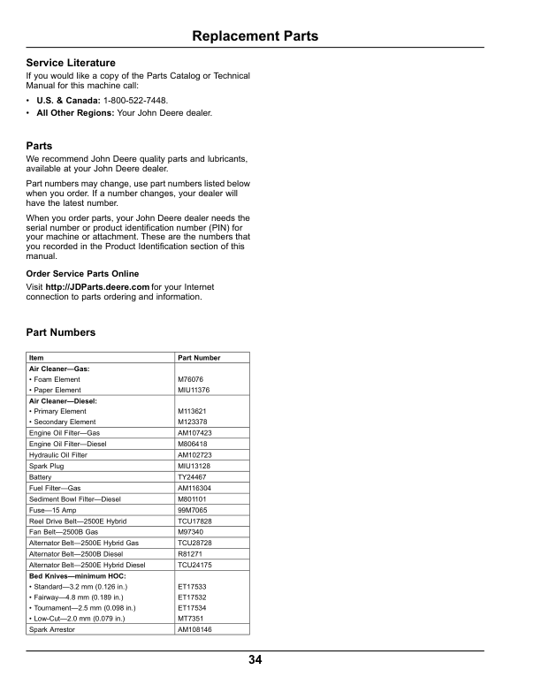 John Deere 2500B & 2500E Hybrid Riding Greens Mower North America (050001-080000) Operator’s Manual (OMTCU29194) Workshop Guide