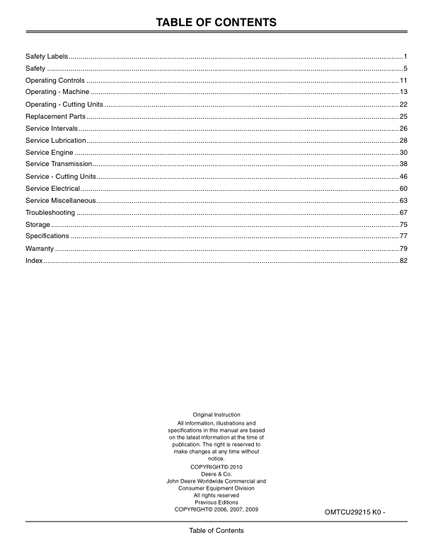 John Deere 2653B Trim & Surrounds Mower North America (050001-080000) Operator’s Manual (OMTCU29215) Workshop Guide