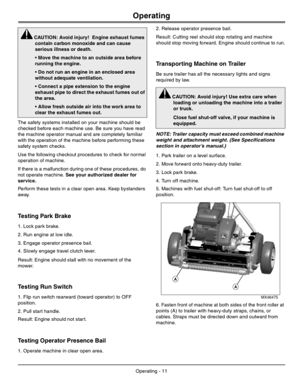 John Deere Walk Greens Mower 180SL, 220SL, 260SL (NA) Operator’s Manual (OMTCU29316) Workshop Guide