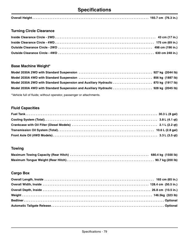 John Deere 2030A ProGator Export Edition (060001-075000) Operator’s Manual (OMTCU31252) Workshop Guide