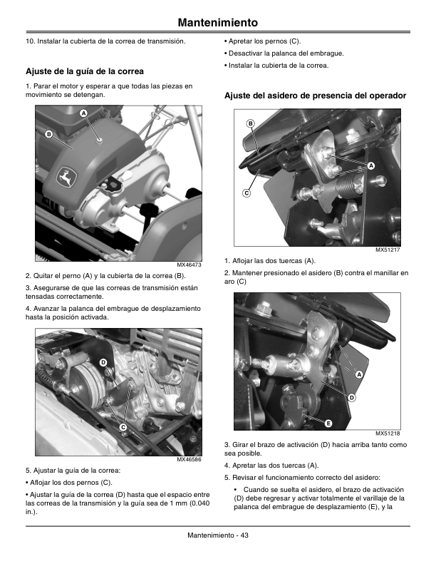 John Deere Walk Greens Mower 180SL, 220SL, 260SL (NA) Operator’s Manual (OMTCU32822) Workshop Guide
