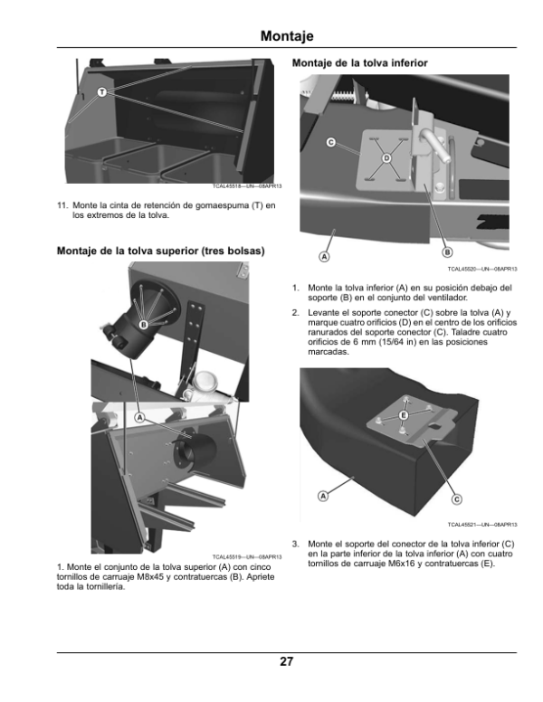 John Deere 2, 3 Bag Blower, Rear Bagger Material Collection System (060001-) Operator’s Manual (OMTCU33004) Workshop Guide