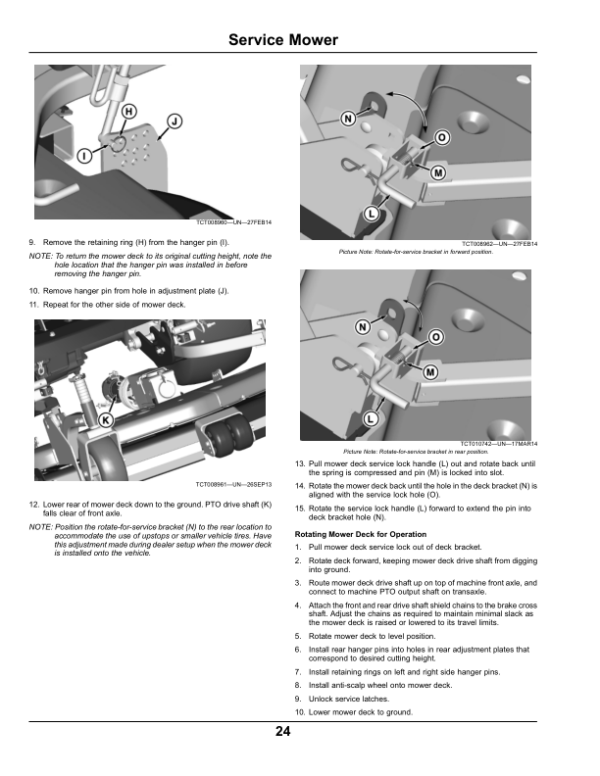 John Deere 60, 72 in. Side Discharge, 62 in. Rear Discharge & 60, 72 in. GLC side Discharge Decks for Front Mount Mowers (Export) Operator’s Manual (OMTCU33446) Workshop Guide