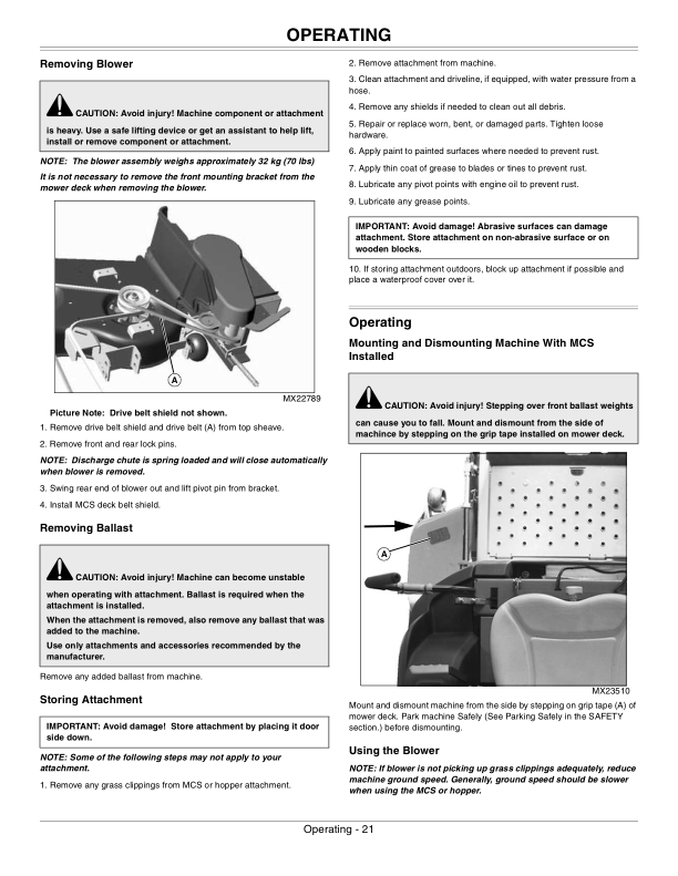John Deere 13-Bushel Dump From Seat Material Collection System Operator’s Manual (OMTCU33464) Workshop Guide