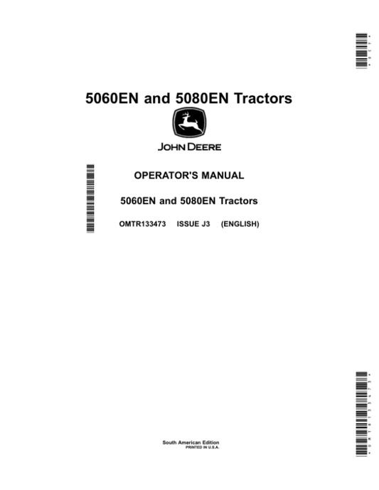 John Deere 5060EN, 5080EN Tractors Operator’s Manual (OMTR133473) Workshop Guide