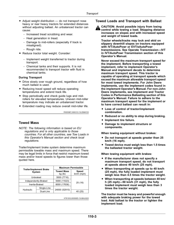 John Deere 8RT Tractors (Serial No. 933001-) Export Edition Operator’s Manual (OMTR137907) Workshop Guide
