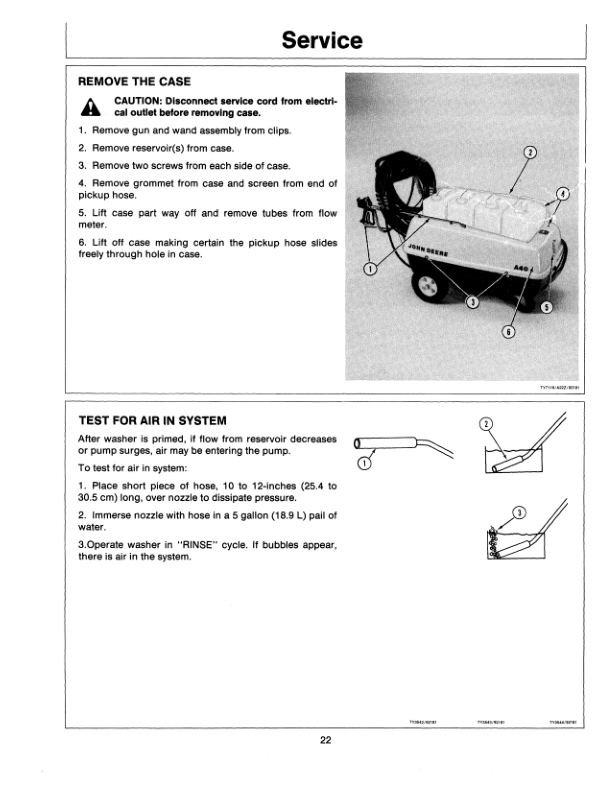 John Deere A22, A25, A40 High-Pressure Washers Operator’s Manual (OMTY20552) Workshop Guide