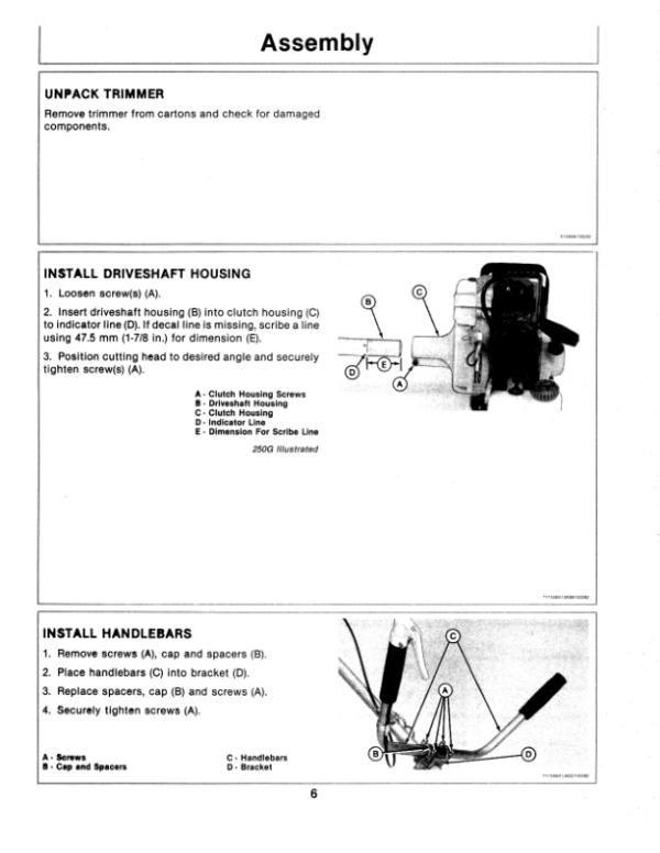 John Deere 250G & 350G Gasoline Trimmer/Cutter (-016000) (Subs with OMM122063) Operator’s Manual (OMTY20566) Workshop Guide