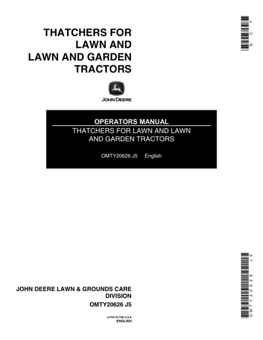 John Deere 38, 46 Thatcher, TY13036 Attachment Operator’s Manual (OMTY20626) Workshop Guide