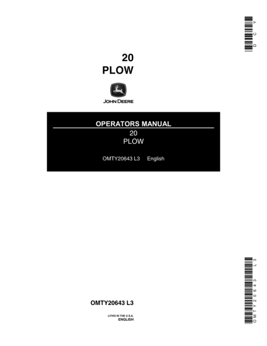 John Deere 20 Plow Operator’s Manual (OMTY20643) Workshop Guide