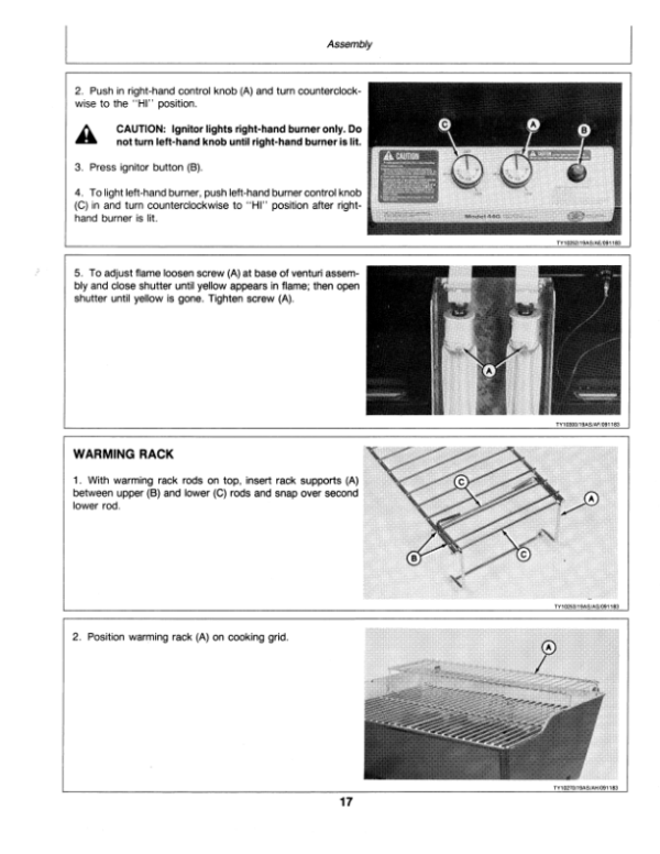 John Deere 34G, 44G Gas Grills Operator’s Manual (OMTY20669) Workshop Guide