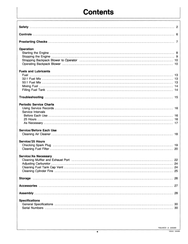John Deere 4E Power Blower Operator’s Manual (OMTY20751) Workshop Guide