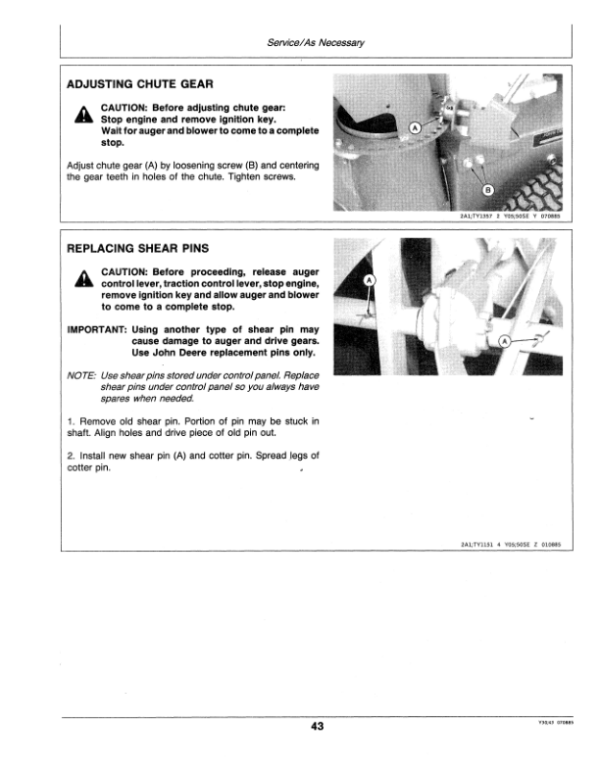 John Deere 522 Snow Blower Operator’s Manual (OMTY20767) Workshop Guide