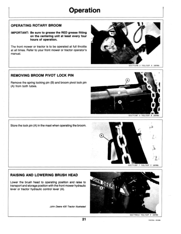 John Deere 246 Rotary Broom Operator’s Manual (OMTY20773) Workshop Guide