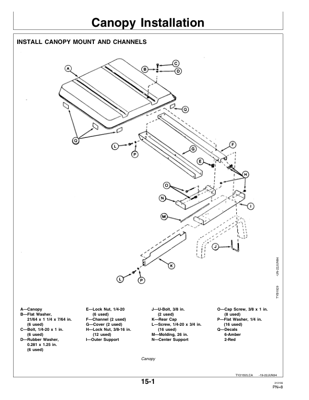 John Deere TY15721 Weather Enclosures for 655, 755, 855, 955 Tractors Operator’s Manual (OMTY21562) Workshop Guide