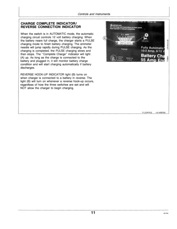 John Deere OP MAN,10/2 AMPBATTERY CHARGER-FR/E Operator’s Manual (OMTY21646) Workshop Guide