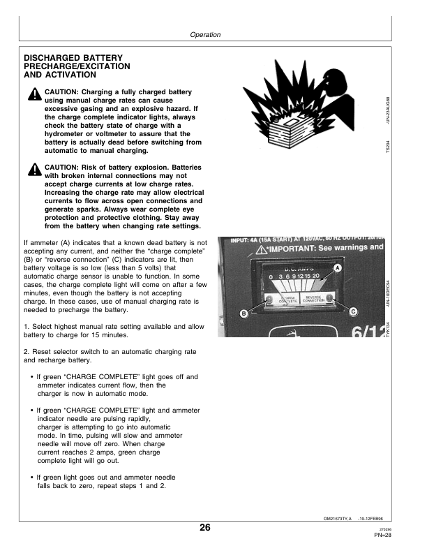 John Deere TY5154 & TY5156 Automatic Battery Chargers Operator’s Manual (OMTY21673) Workshop Guide