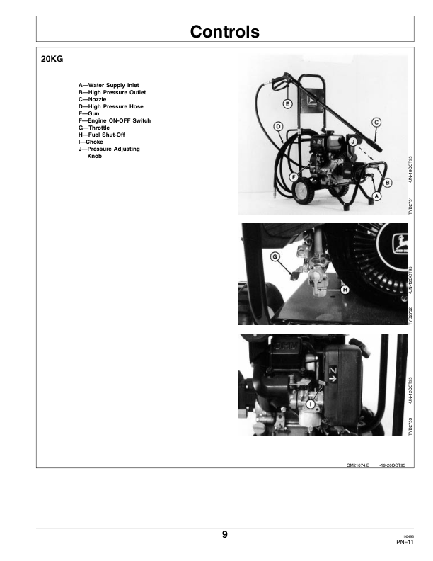 John Deere 20KG, 25KG, 30KG, 214G High Pressure Washers Operator’s Manual (OMTY21674) Workshop Guide