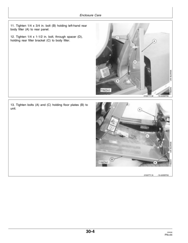 John Deere TY16182 Weather Enclosure for F900 Series, F1145 Front-Mount Mowers Operator’s Manual (OMTY21697) Workshop Guide