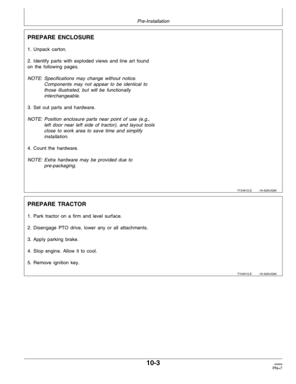 John Deere Weathershields Operator’s Manual (OMTY24536) Workshop Guide