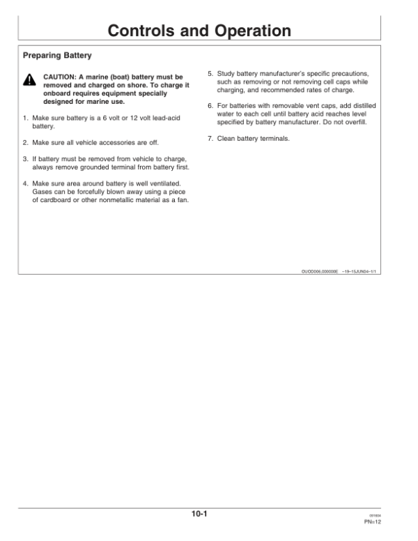 John Deere TY25864 2/15/40/100 Amp 6V/12V Speed Smart Battery Charger Operator’s Manual (OMTY25887) Workshop Guide