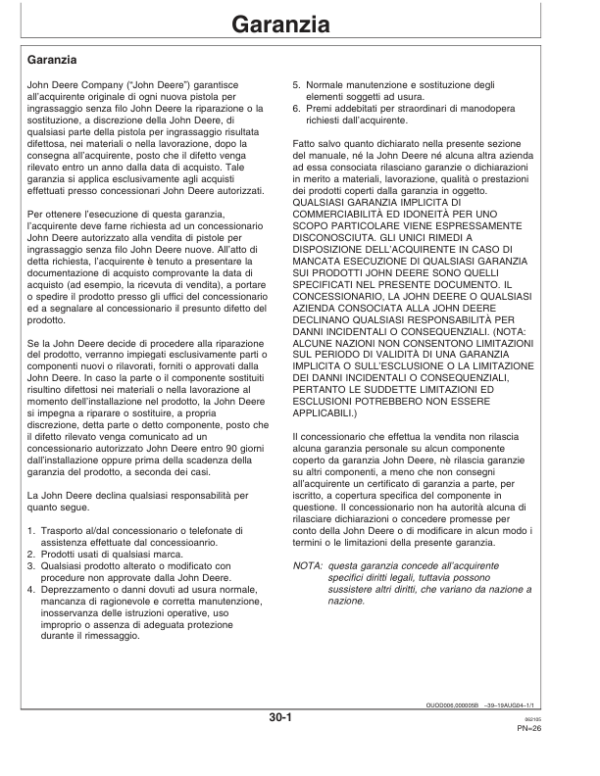 John Deere TY26087 Cordless Grease Gun Operator’s Manual (OMTY26082) Workshop Guide