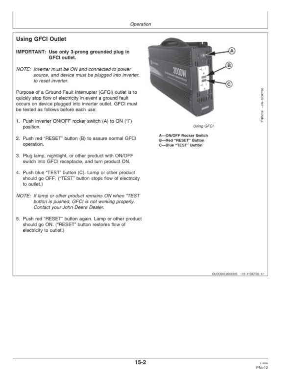 John Deere TY26330 Power Inverter 2000 Watt Operator’s Manual (OMTY26361) Workshop Guide