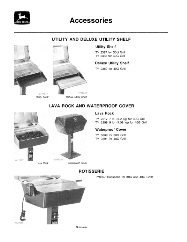 John Deere 30G & 40G Gas Grills Operator’s Manual (OMTY3858) Workshop Guide