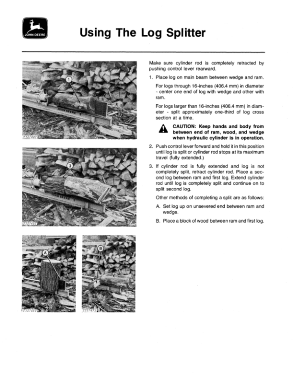 John Deere No. 3 Log Splitter Operator’s Manual (OMTY3859) Workshop Guide