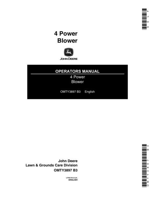 John Deere 4 Power Blower Operator’s Manual (OMTY3897) Workshop Guide