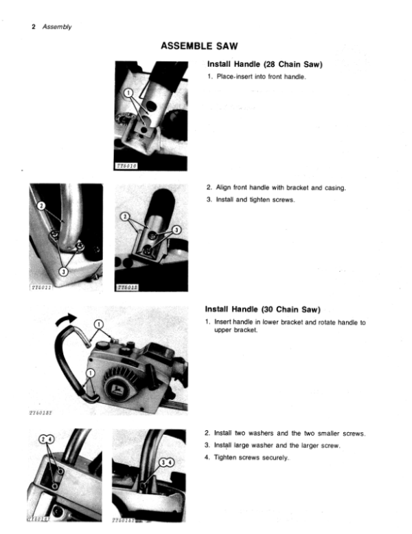 John Deere 28, 30 Chain Saw (020001-) 40V Chain Saws (024001-) (Subs with OMM95226) Operator’s Manual (OMTY3929) Workshop Guide