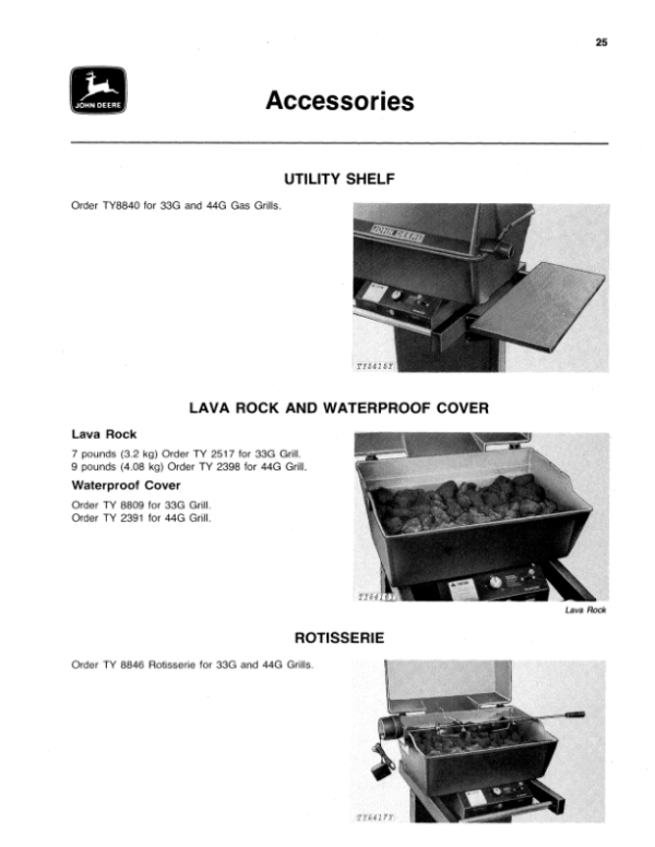 John Deere 33G & 44G Gas Grills Operator’s Manual (OMTY3949) Workshop Guide