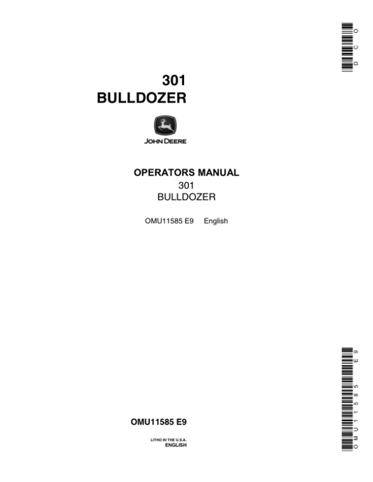John Deere 301 Attachments Operator’s Manuals (OMU11585) Workshop Guide