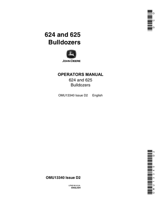 John Deere 624, 625 Attachments Operator’s Manuals (OMU13340) Workshop Guide