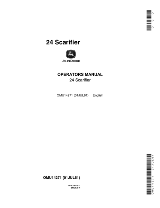 John Deere 24 Scarifier Operator’s Manual (OMU14271) Workshop Guide