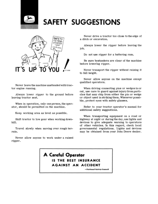 John Deere 36 Hydraulic Ripper Operator’s Manual (OMU15533) Workshop Guide