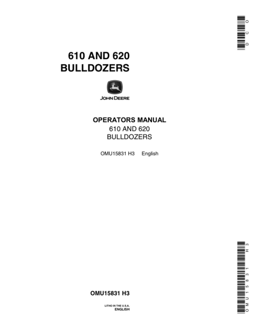 John Deere 620, 610 Crawlers Operator’s Manuals (OMU15831) Workshop Guide