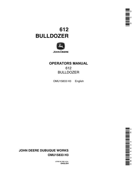 John Deere 612, 1010 Attachments Operator’s Manuals (OMU15833) Workshop Guide
