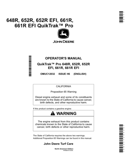 John Deere 648R, 652R, 652R EFI, 661R, & 661R EFI QuikTrakPro (North America) (050001-) Operator’s Manual (OMUC12032E) Workshop Guide