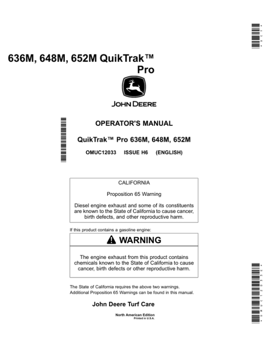 John Deere 636M, 648M, 652M QuikTrak Pro (North America) (050001-) Operator’s Manual (OMUC12033E) Workshop Guide