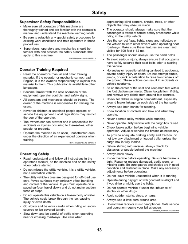 John Deere 2020A, 2030A ProGator Utility Vehicle (North American) Operator’s Manual (OMUC12643) Workshop Guide