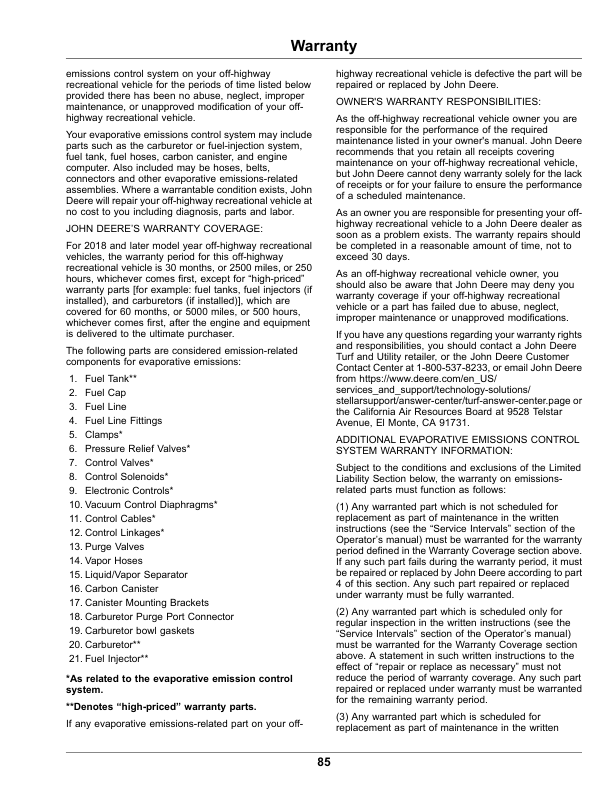John Deere HPX815E Gator Utility Vehicle (010001-020000) Operator’s Manual (OMUC12666) Workshop Guide