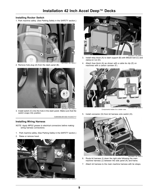John Deere Electric MulchControl From Seat Kit for 42 Inch, 48 Inch, 54 Inch Accel Deep Mower Decks (North American) Operator’s Manual (OMUC12768) Workshop Guide