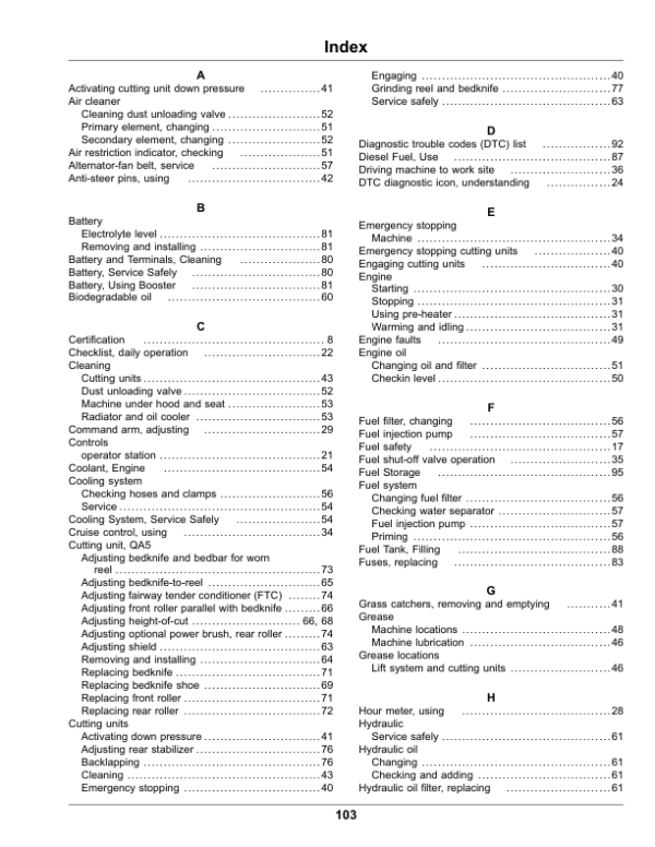 John Deere 7500A, 8000A E-Cut Hybrid Fairway Mowers (Export Edition) Operator’s Manual (OMUC15590) Workshop Guide