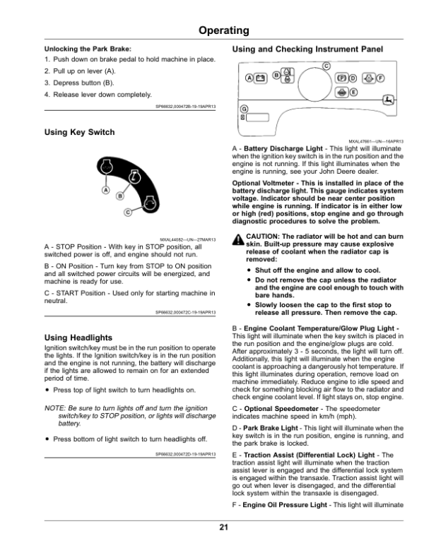 John Deere TH 6X4 Diesel Gator Utility Vehicle Operator’s Manual (OMUC16268) Workshop Guide