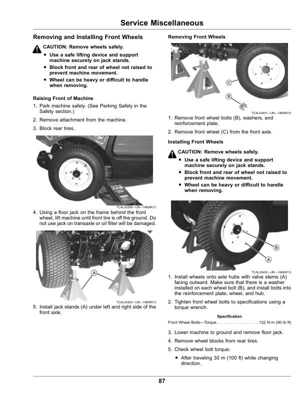 John Deere 1550, 1570, 1575, 1580, 1585 Series TerrainCut Front Mowers (050001-) Operator’s Manual (OMUC17864) Workshop Guide