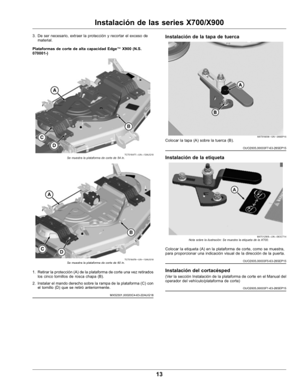 John Deere MulchControl for 48 Inch, 54 Inch, 60Inch Edge High Capacity, High Capacity PRO Mower Decks (Worldwide Edition) Operator’s Manual (OMUC18056) Workshop Guide