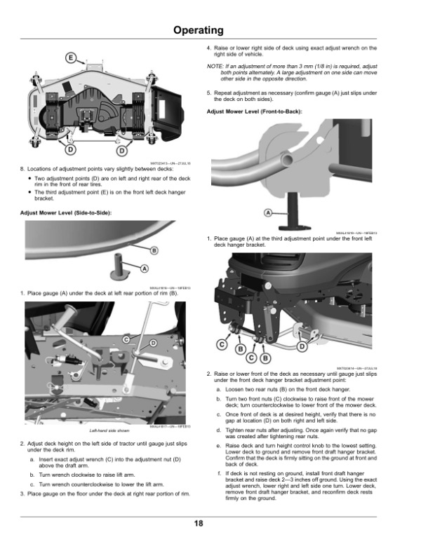 John Deere 54, 60 Inch High Capacity Mower Decks forX940, X948, X949 Lawn, Garden Tractors (Export Edition) Operator’s Manual (OMUC18992) Workshop Guide