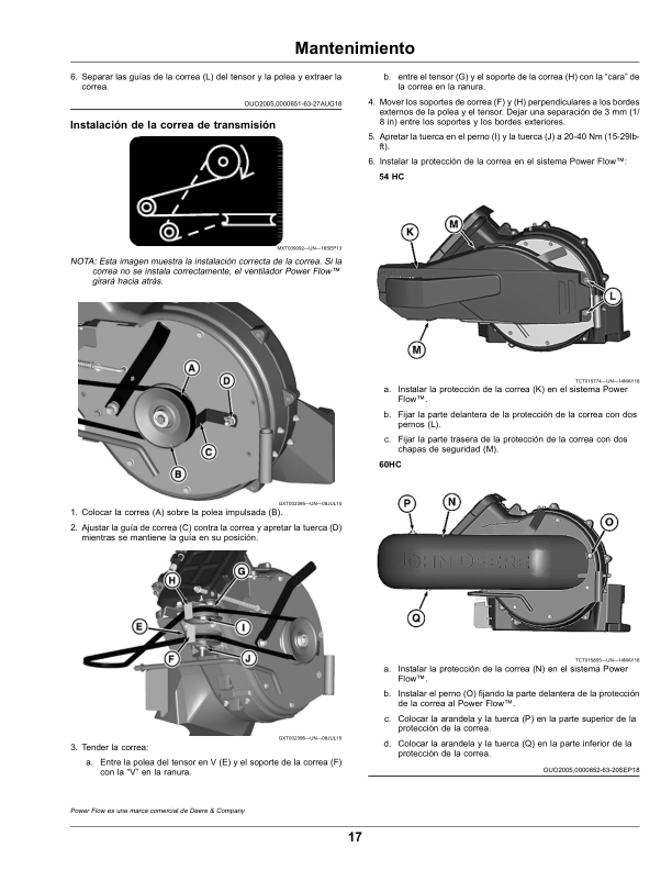 John Deere 54-, 60-Inch High Capacity Power Flow X700 Signature Series Tractors (North American) Operator’s Manual (OMUC19199) Workshop Guide
