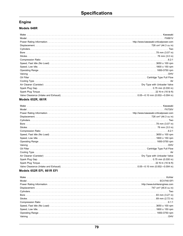 John Deere 648R, 652R, 652R EFI, 661R, 661R EFI QuikTrak Mowers (North America) (070001-) Operator’s Manual (OMUC19915E) Workshop Guide